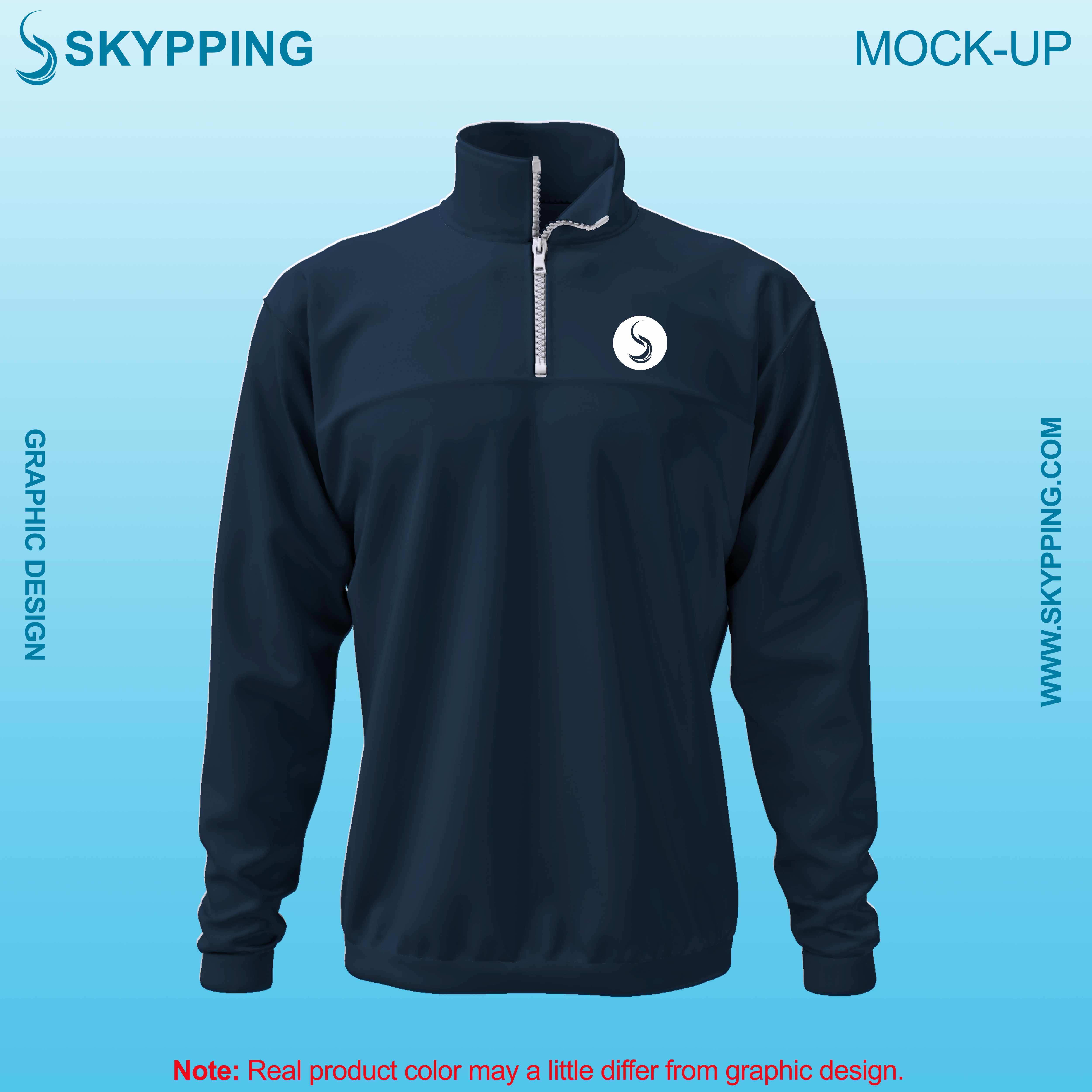 Toddle neck set-in style sleeve with quarter zip sweatshirt for men